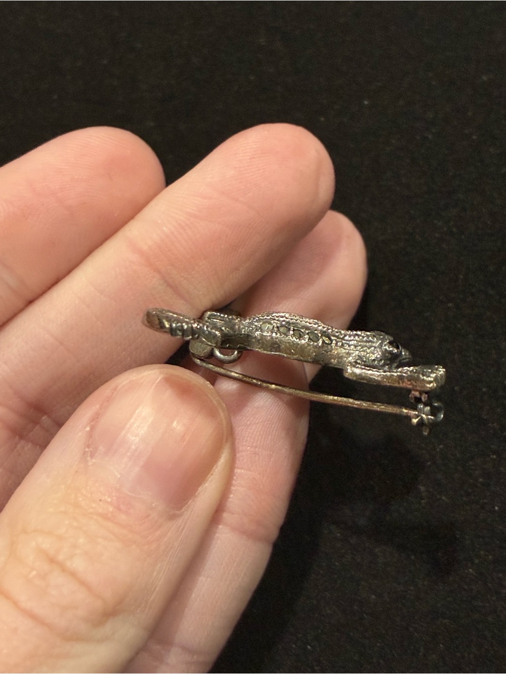Vintage Sterling Silver Marcasite Frog Brooch - Picture 2 of 6